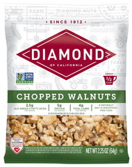 Diamond of California chopped walnuts bag, ideal for quick snacking and easy recipes