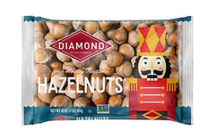 Diamond of California hazelnuts in shell in a 16oz bag, ideal for roasting and snacking.
