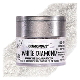 DiamonDust white diamond edible glitter on cakes delivers vibrant purple shimmer.