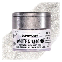 DiamonDust white diamond edible glitter on cakes delivers vibrant purple shimmer.