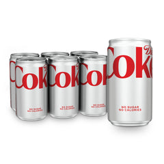 Diet Coke 7.5 oz can on ice for a crisp refreshment.