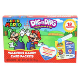 Dig'n Dips Super Mario 18-count Valentine front view, ideal for sharing at parties.