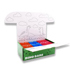 Dino Bars blueberry bar close-up shows real fruit flavor and mess-free edible paper