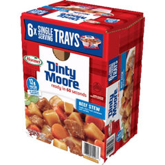 Dinty Moore less-sodium stew ready to heat in minutes.