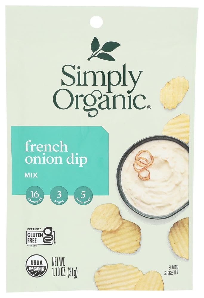 Dip Mix French Onion organic gluten-free 3-pack on shelf, ready for quick party dips.
