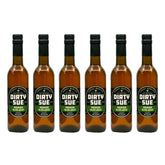 Dirty Sue olive juice martini mix 6-pack front view, perfect for classic cocktails.