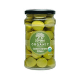 Divina Organic Castelvetrano olives in a jar show a mild, buttery flavor and plump texture.