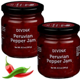 Divina Peruvian Pepper Jam bottle with rich glaze and finish.