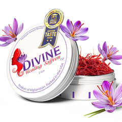 Divine Healing Saffron threads close-up showcasing premium aroma and vibrant color for dishes.