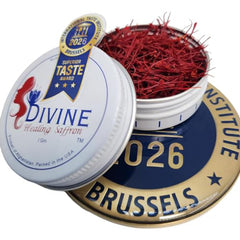 Divine Healing Saffron packaging shows premium quality and freshness for cooking.