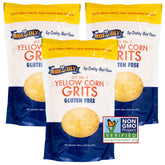 Dixie Lily Yellow Corn Grits 3-pack on shelf for quick, creamy breakfasts.