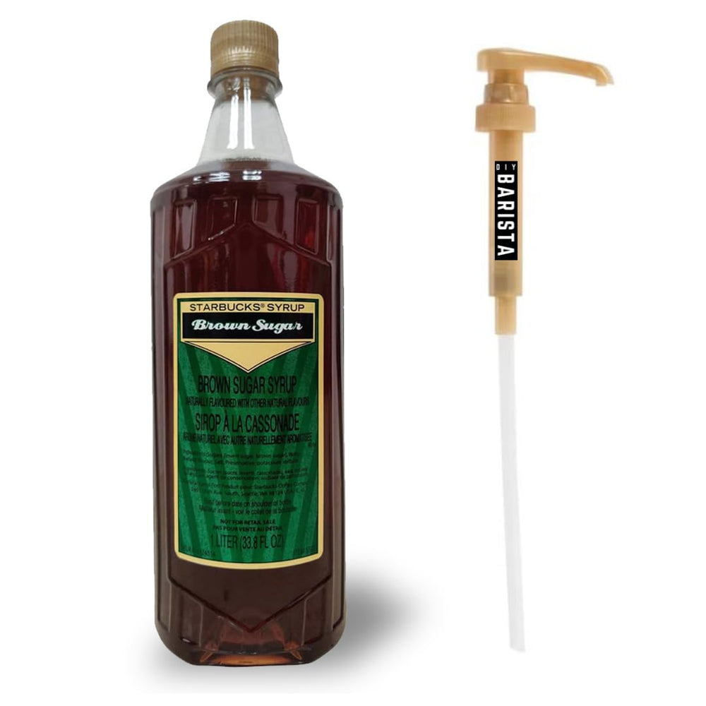 DIY Barista Brown Sugar Syrup 1L bottle enhances cafe-quality beverages with caramel notes.