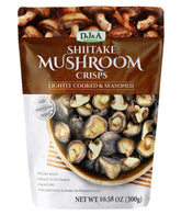 DJ&A Shiitake Crisps close-up highlighting crisp texture for a savory, ready-to-eat snack.