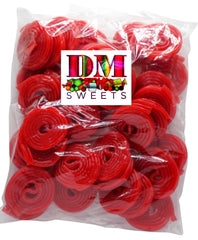 DM Sweets red strawberry licorice wheels 1lb bag ideal for snacking and sharing