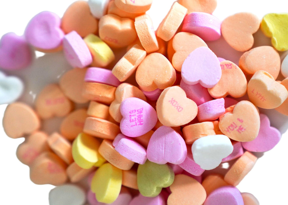 DM Sweets small conversation hearts front packaging for gift-ready display
