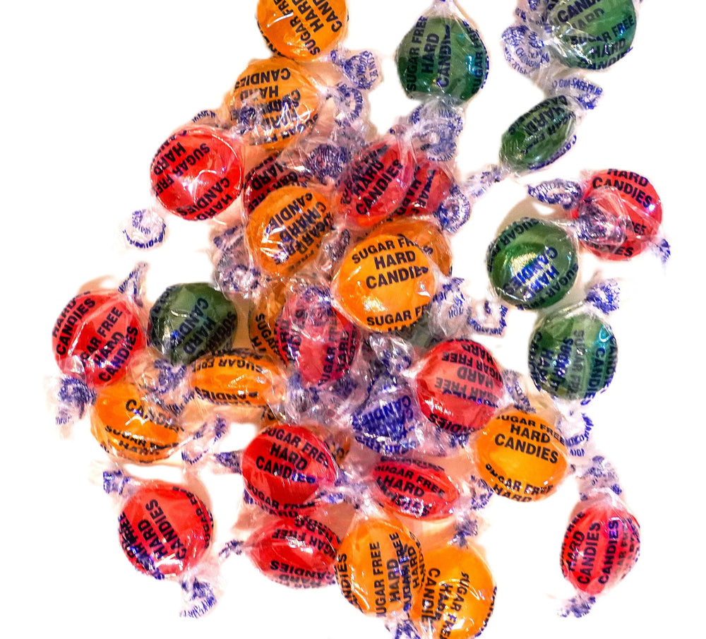 DM Sweets sugar-free fruit hard candy 1lb wrapped cherry orange lime for on-the-go snacking.
