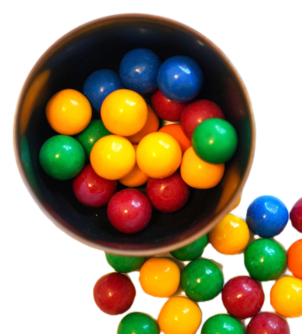 DM Sweets Extreme Sour Filled Gumballs in a 1 lb bag, tangy and colorful