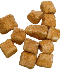 DM Sweets marshmallows for smores setup, creamy center with toasted coconut coating.