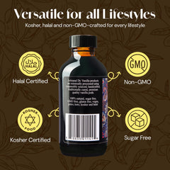 Doctor Vanilla Artisanal bottle pour showing steady stream ideal for drinks and frostings
