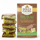 Dolce Calma Dubai Milk Chocolate Bar with pistachio and kataifi, perfect for gifting.