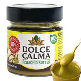 Dolce Calma pistachio butter jar showcases Gaziantep pistachios for a breakfast flavor boost.