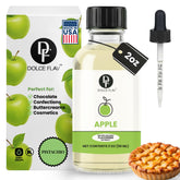 Dolce Flav Apple Extract bottle on counter for rich baking flavor