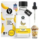 Dolce Flav banana extract bottle pour for bold baking flavor.