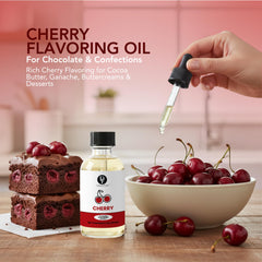 Dolce Flav Cherry Extract bottle with label detail for oil-based recipes.