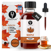 Dolce Flav Maple Extract bottle with dropper for precise flavoring in desserts