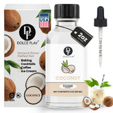 Dolce Flav coconut extract bottle pour for vivid tropical flavor in baked goods.