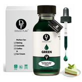 Dolce Flav natural green color bottle for vibrant baking hues.