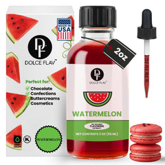 Dolce Flav Watermelon Extract bottle for vivid flavor in desserts and baking.