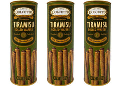 Dolcetto cream filled rolled wafers tiramisu, ideal with coffee.
