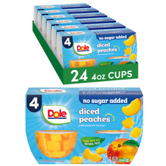 Dole Fruit Bowls diced peaches in a 4oz cup for a healthy snack