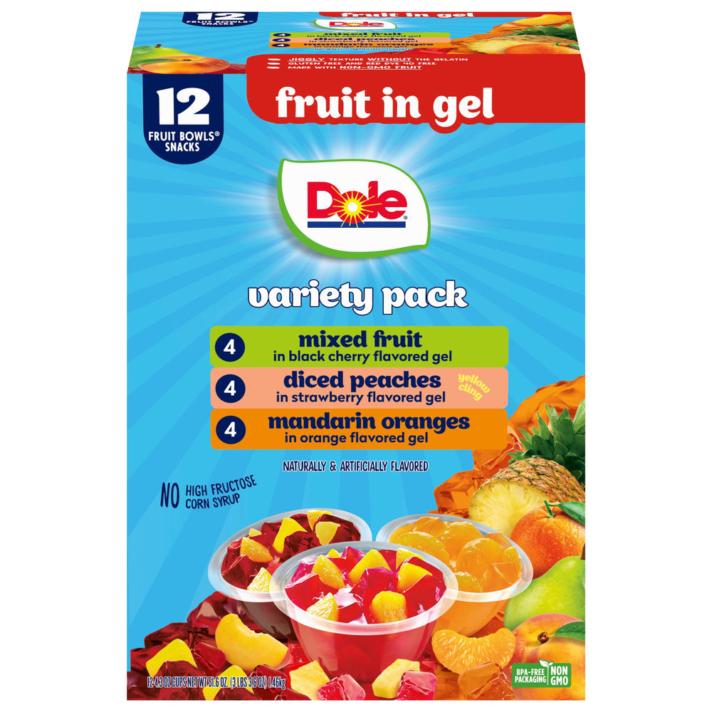 Dole Fruit Bowls Diced Peaches in Gel, a convenient on-the-go snack