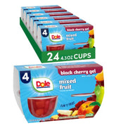 Dole Fruit Bowls mixed-fruit in black-cherry gel, portable snack with vitamin C boost.