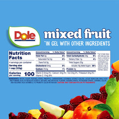 Dole mixed-fruit cup in black-cherry gel, grab-and-go breakfast option.