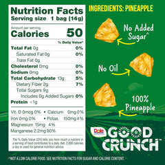 Dole Good Crunch pineapple bites close-up shows crisp texture.