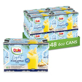 Dole Light Pineapple Juice can front shows no added sugar and 40 calories per serving.