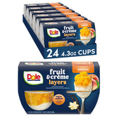 Dole Peaches & Creme Parfait layered in glass, creamy dessert option.