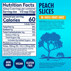 Dole peaches in a resealable jar for easy snack storage.
