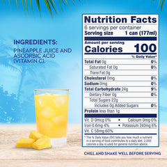 Side view of Dole Pineapple Juice can showing ingredients for easy planning.