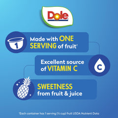 Dole Pineapple tidbits in juice, shelf-stable chunks ready for pantry or travel