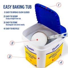 Domino click-close-resealable-lid keeps sugar fresh between uses.