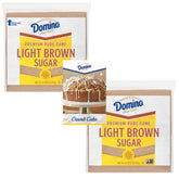 Domino Light Brown Sugar bag open for easy scooping and baked goods.