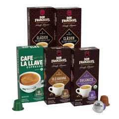 Don Francisco's Clasico pod from four-flavor lineup for bold morning espresso.