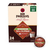 Don Francisco's decaf Colombia pods in packaging for easy at-home use