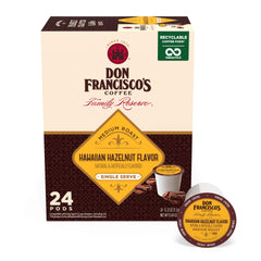Don Francisco's Hawaiian Hazelnut pods in a 24-count pack for quick single-serve mornings.