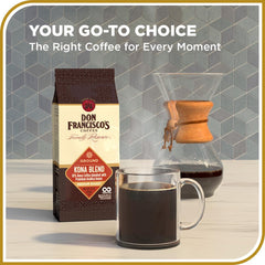 Don Francisco's Kona Blend aroma closeup suggesting delicate floral notes and fruity hints.