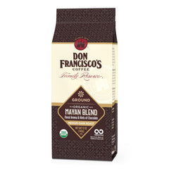 Don Francisco's Mayan Blend ground coffee bag preserves freshness for rich mornings.